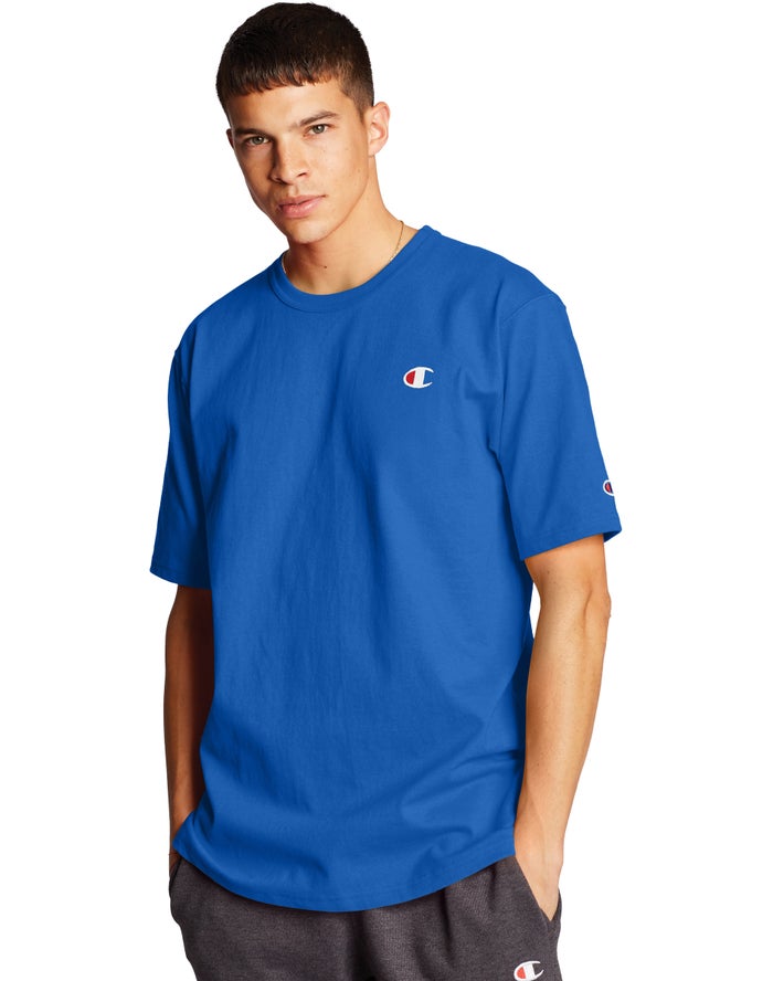 Champion Mens T-Shirt NZ - Heritage C Logo Blue ( 1409-PWSJN )